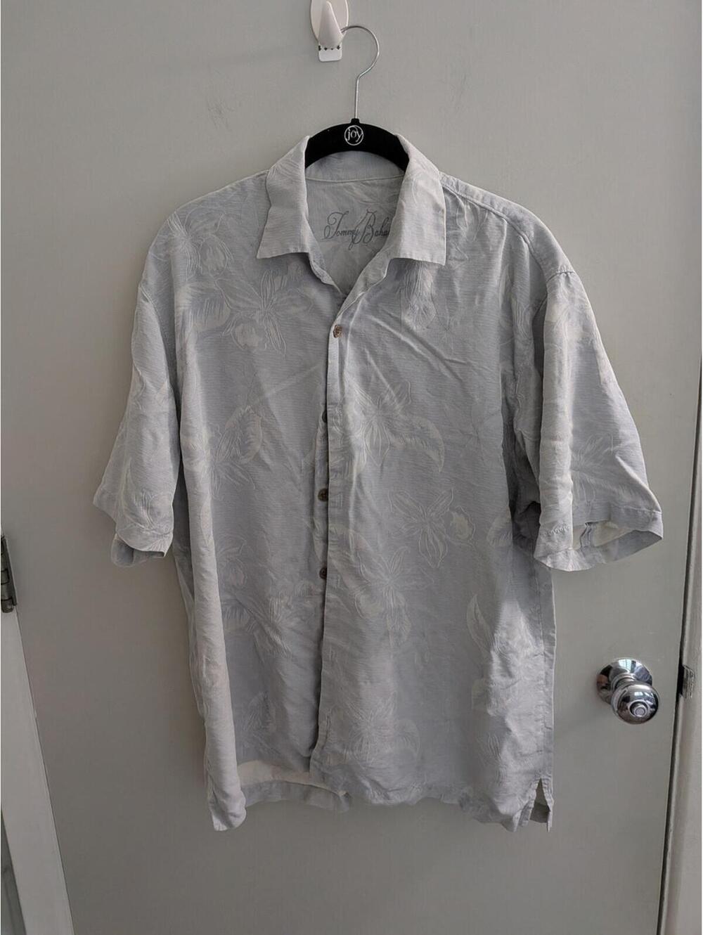 Tommy Bahama 100 Percent Silk Floral Short-Sleeve Button-Down Shirt Medium Lux